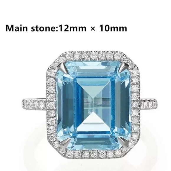 💍NEW 925 STERLING SILVER HALO SAPPHIRE RING💍 - Picture 6 of 6